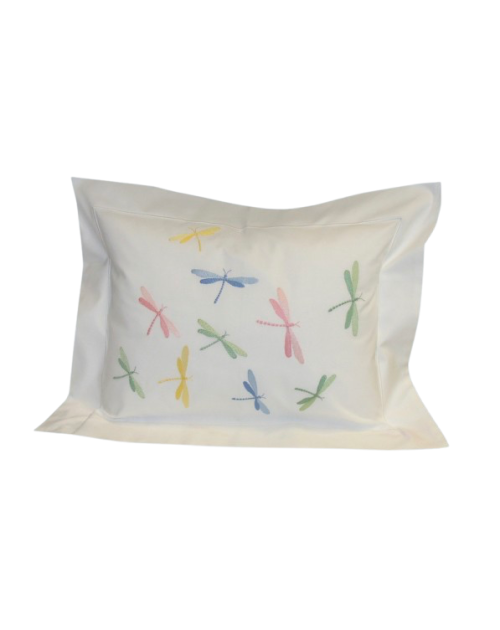 Taie de coussin brodée "Libellules"