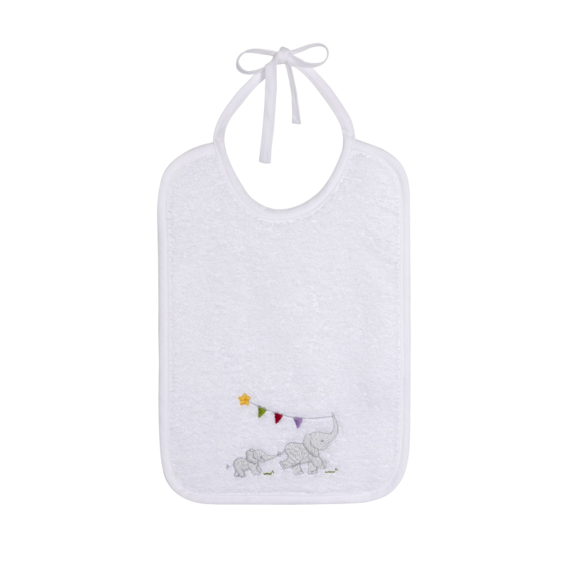 Elephants embroidered  bib