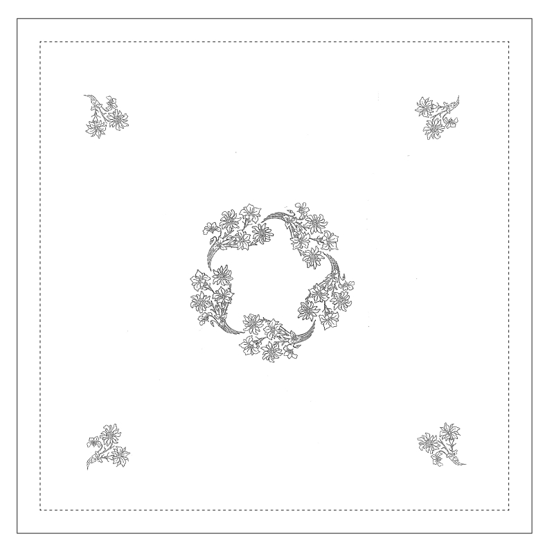 "Fleurs des Alpes" tea tablecloth pattern