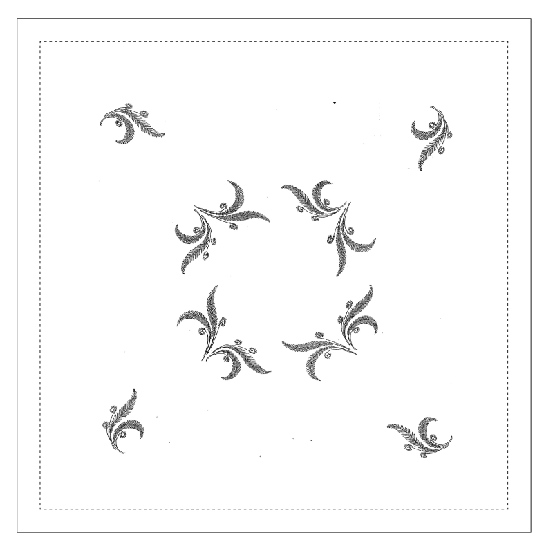 Nappe à thé à broder "Petites Fougères"