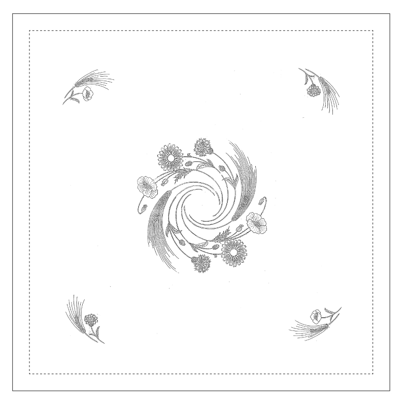 Nappe à thé à broder "Fleurs des champs"