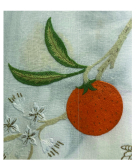 "Oranges" tea tablecloth pattern