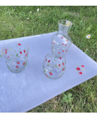 "Fraises" hand painted glass