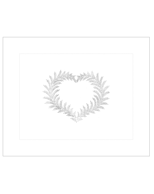 Taie de coussin à broder  "Coeur de Fougère"