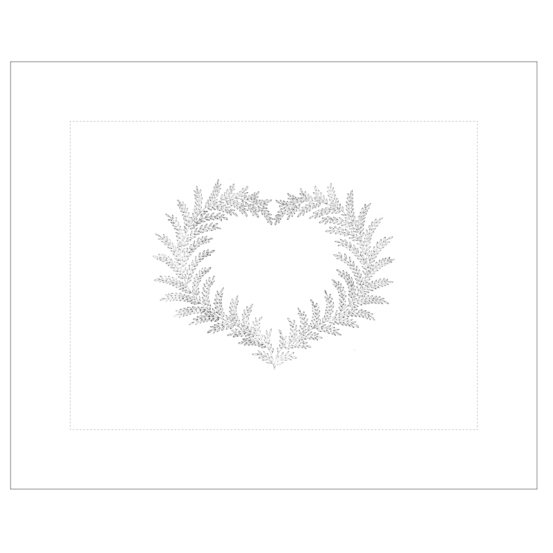 Taie de coussin à broder  "Coeur de Fougère"