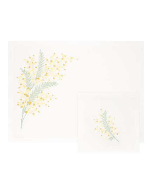 Set de table et serviette "Mimosa"- brodés main