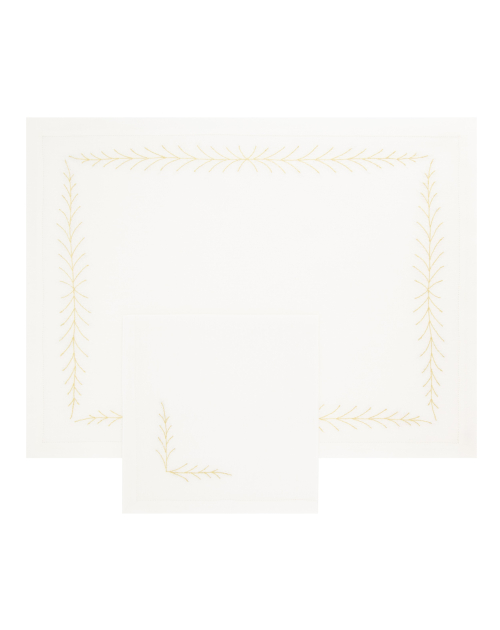 "Fougères Directoire" hand embroidered placemat and napkin
