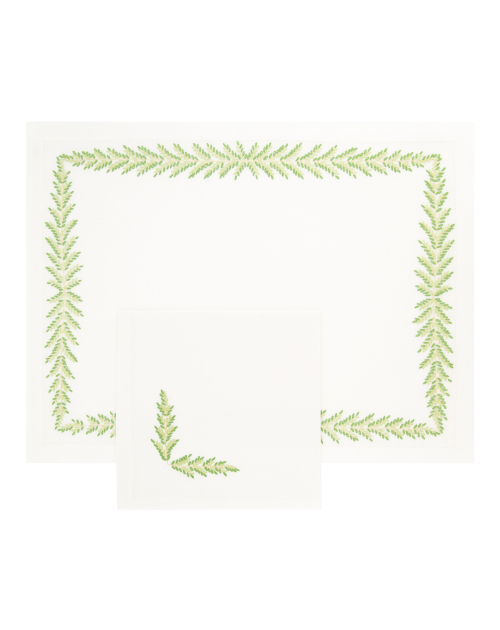 "Fougères Directoire" hand embroidered placemat and napkin