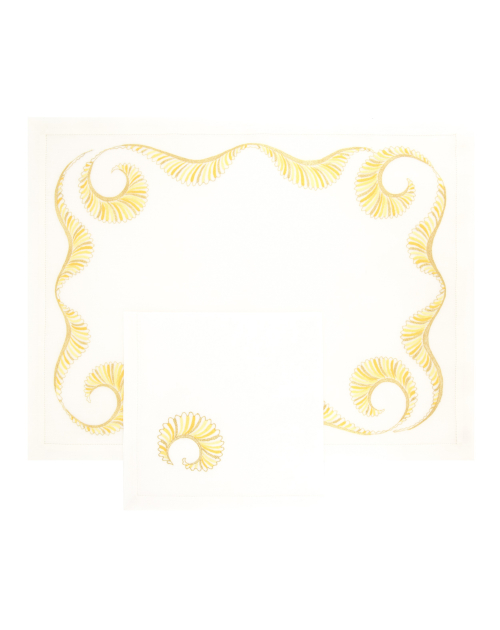 Set de table et serviette "Vagues" - brodés main