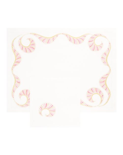 Set de table et serviette "Vagues" - brodés main