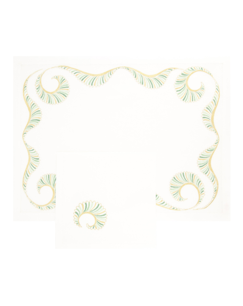 Set de table et serviette "Vagues" - brodés main