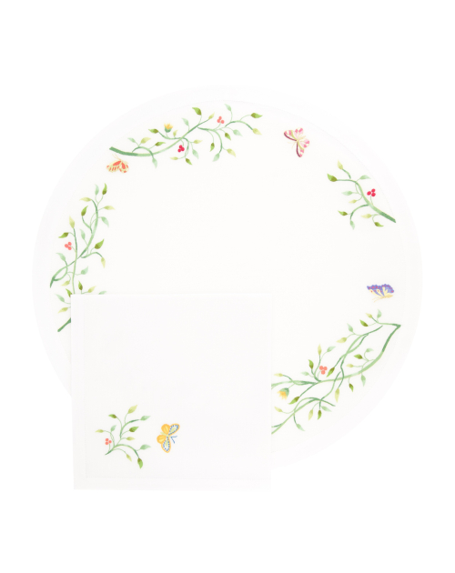 Set de table et serviette "Paradise Garden" - brodés main