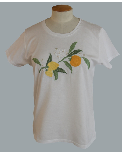 T-shirt classique brodé "Agrumes" - Noël Paris