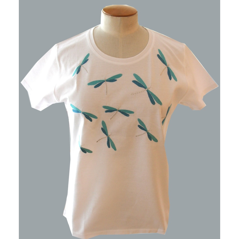 T-shirt classique brodé "Libellules" - Noël Paris