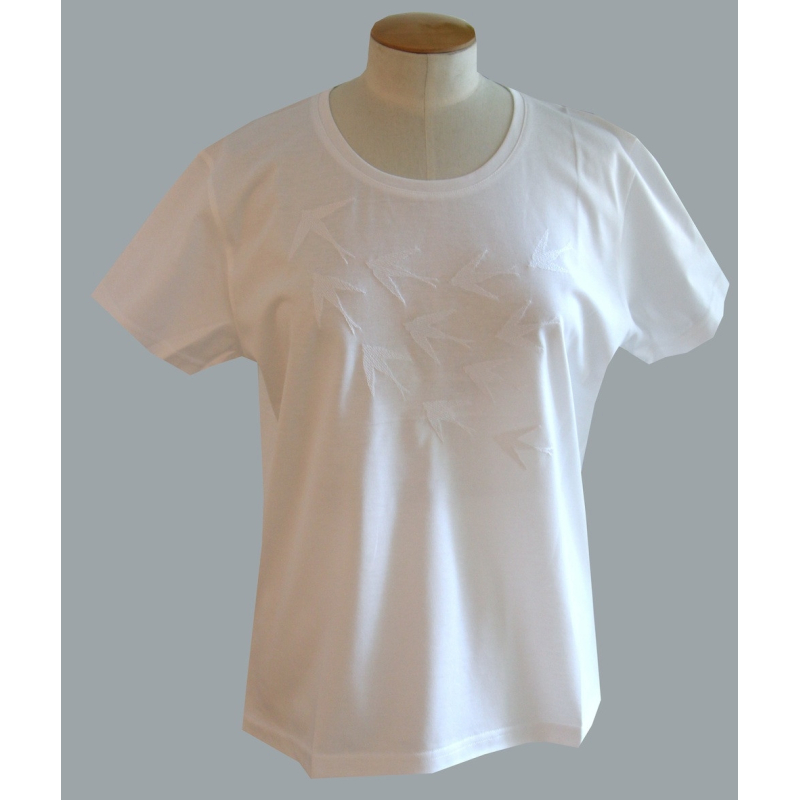 T-shirt classique brodé "Hirondelles" - Noël Paris